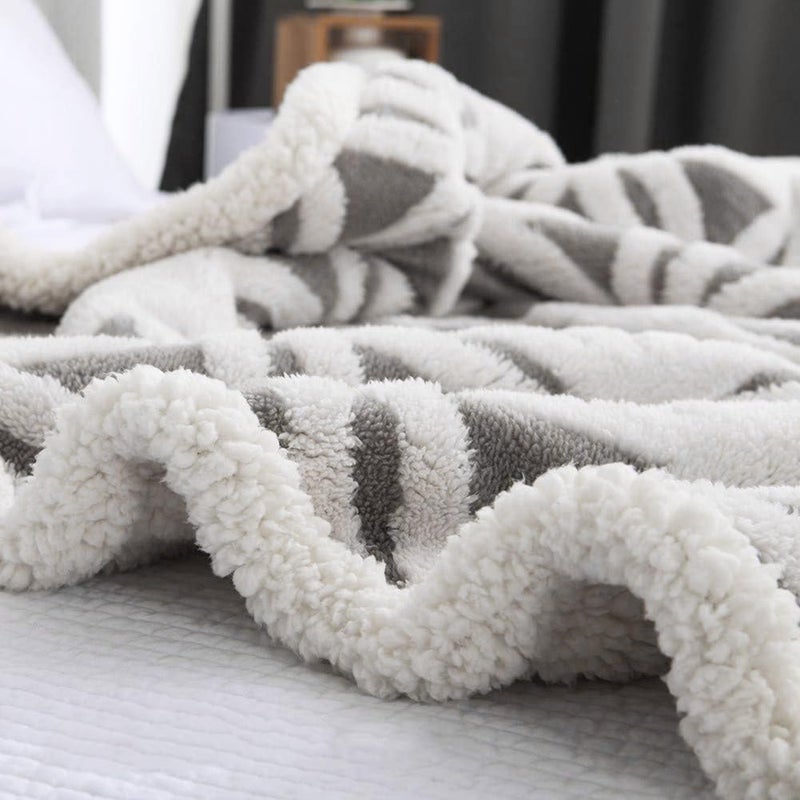 LOMAO Sherpa Fleece Blanket Fuzzy Soft Bed Blanket Dual Sided Throw Blanket fit Couch Sofa (Grey,51x63) - Image 3